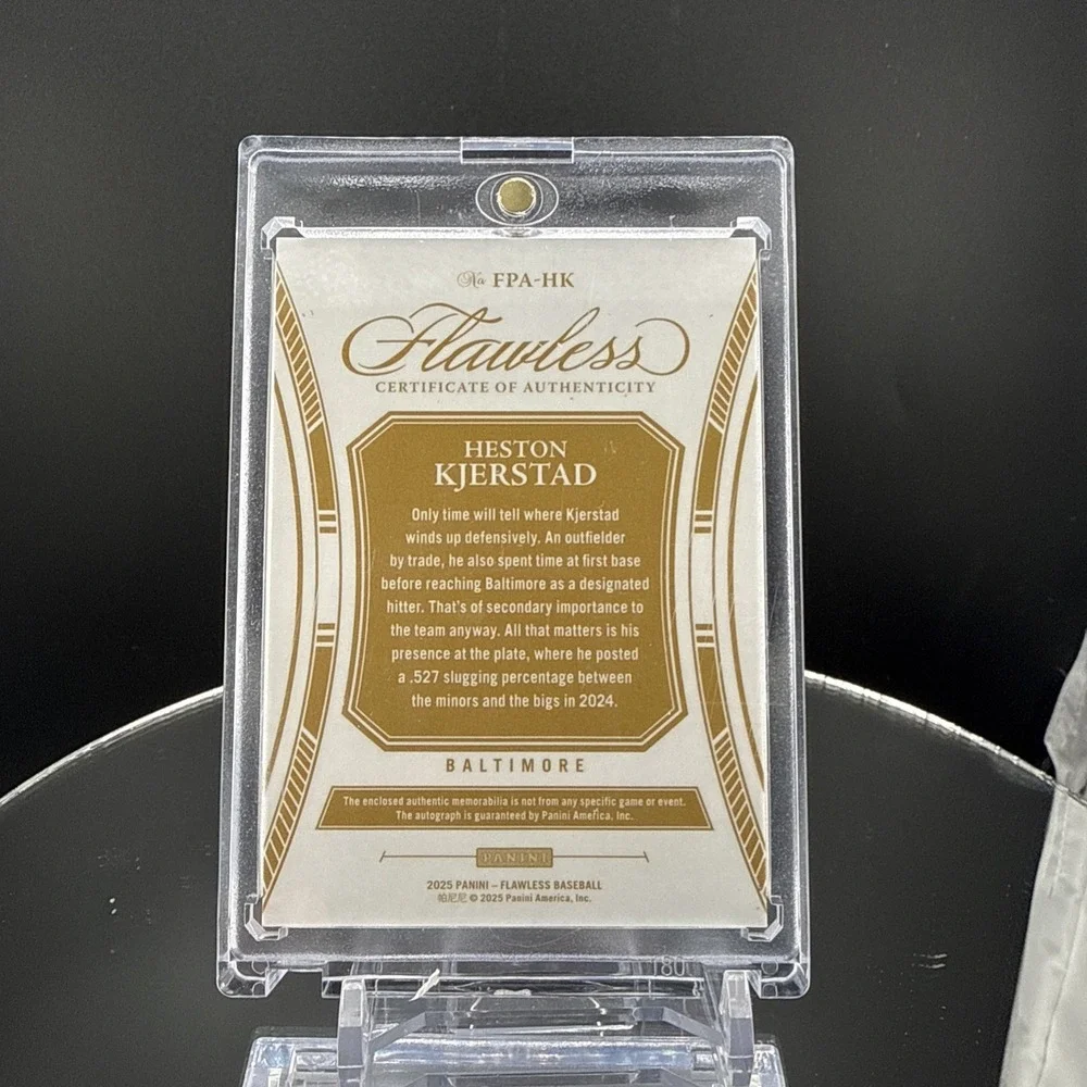 2025‎ Heston Kjerstad Flawless Patch Auto /15 RC Orioles Jumbo 3-Color